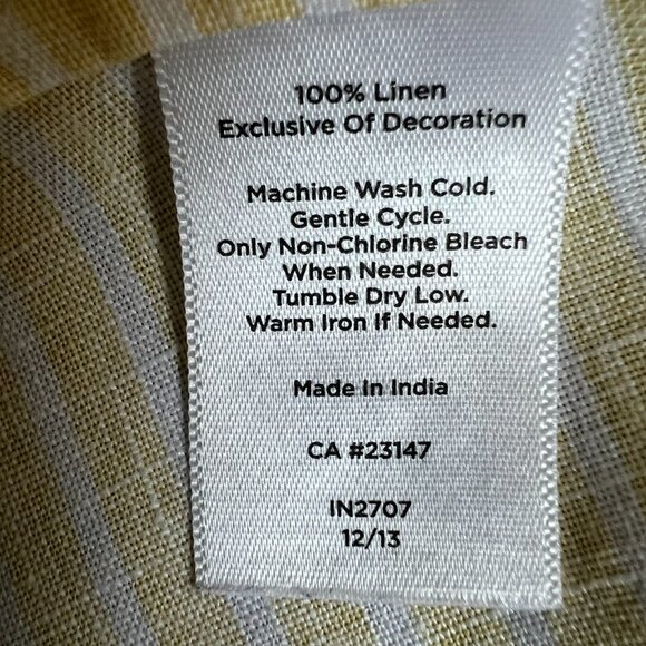 Talbots Linen Beaded Appliqué V- neck Top Yellow White Stripe Size S - Picture 7 of 7